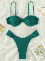 Sexy Wrinkled Underwired Brazilian Bikini Female Swimsuit Women Swimwear Two-pieces Bikini Set Triangle Bathing Suit Swim Lady