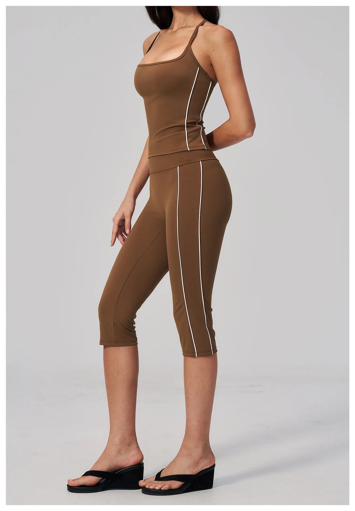Women's 2 Piece Yoga Set Summer Brushed Color-Block Slim Sports Tank Top High Waist Pants Gym Running Fitness Suits Tracksuit