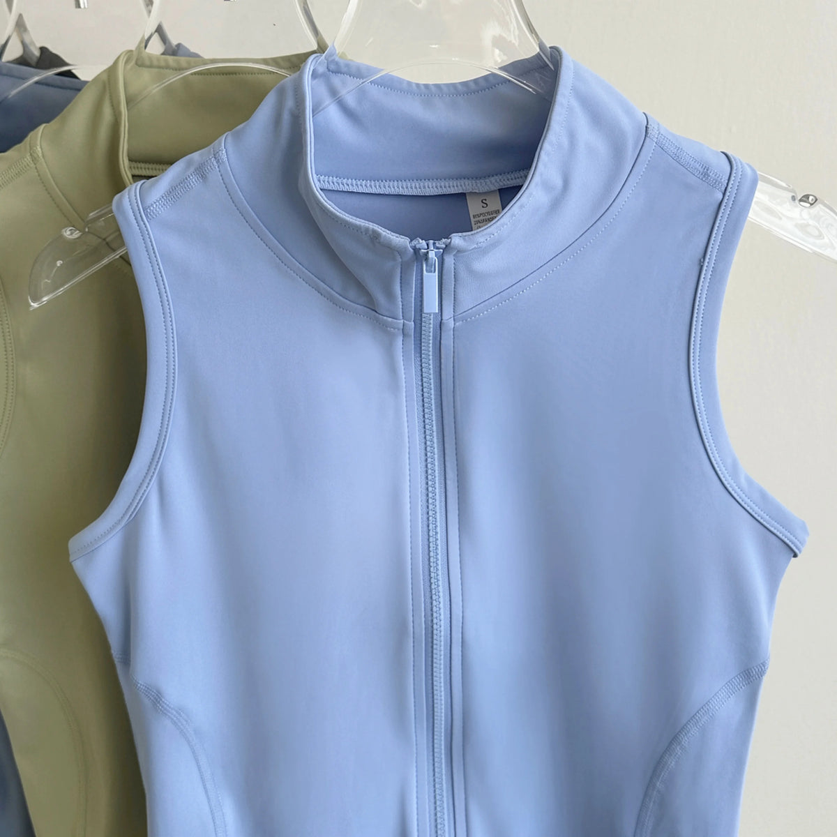 Women Sleeveless Zip Yoga Vest Slim Sports Tank Top Gym Workout Running Fitness Outerwear