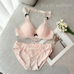 Elegant French Halter Neck Bra Set, Lace Wireless Bralette for Small Bust, Push Up Sensual Underwear Bralette & Panty MOYISU Bra