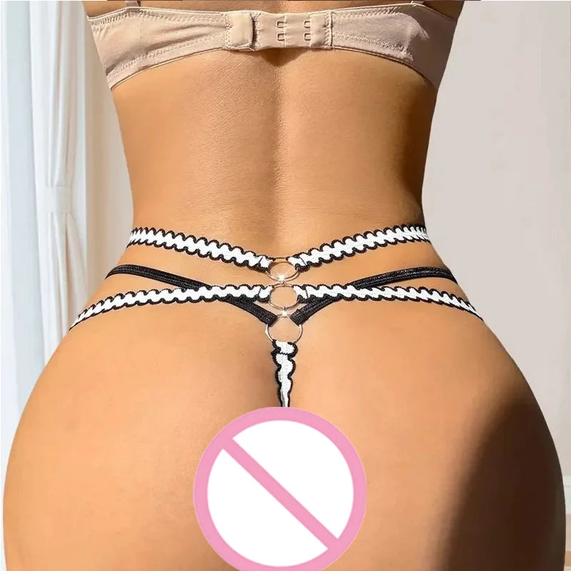 1pcs Low Waist Fashion Style Women G-string Black Women Intimate Sexy Lingerie Elegant Lady Thongs Underwear Female Panties