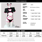 Bunny Girl Cosplay Women Sexy Bodysuit Lingerie Costumes Heart-Shaped Hollow Out Tempatation Skinny Body Suits