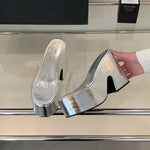 Summers Chunky Women Slippers Fashion Elegant PVC Transparent Platform Wedges Heel Slides Ladies Casual Outdoor Beach Sandalias