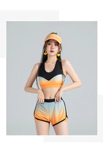 Long Sleeve Rash Guard Women Colorblock Two Piece Swimsuit Crop Top Swimwear High Neck Bathing Suits Zipper Surfing Suits Shorts