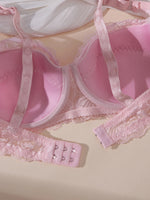 2Pcs Set Women's Sexy Bras Thin Lace Underwire Push-Up Soft Bra Adjustable Women's Underwear Set No Lining Breathable Comfortable