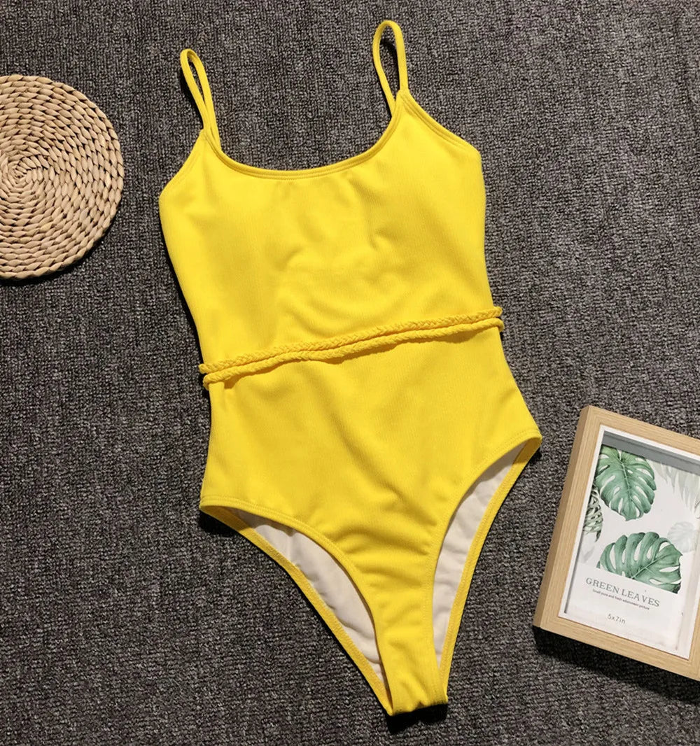 DEKA Solid One Piece Swimsuit Female Swimwear Women Cut Out Bathing Suits Summer Beach Wear Sport Swimming T Shirt Monokini
