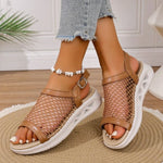 Summer New Mesh Buckle Fish Mouth Casual Lightweight Versatile Comfortable Beach Sandals Women