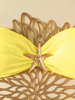 Sexy Bandeau Bikini Set 2026 Women Coffee Starfish Ornament Push Up Thong Swimsuit Brazilian Beach Bathing Suit Micro Swimwear