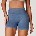 High Waist Yoga Shorts Women Sand Washed Yoga Shorts Workout Shorts Fitness Yoga Lift Butt Fitness Yoga Gym Running Short Pants