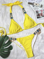 Halter Crystal Rhinestone Diamond Bikini 2026 Female Swimsuit Women Swimwear Two Pieces Bikini set Brazilian Bathing Suit Swim