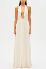 Sexy Deep V Halter Neck Long Dress Women Elegant Bandage Patchwork Luxury Evening Dresses Solid Color Hot Girls Party Vestidos