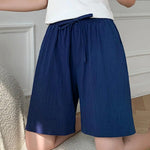 Wide Leg Loose Short Pants Women Summer Casual Shorts Elastic Waist Drawstring Pockets Shorts Solid Color Streetwear