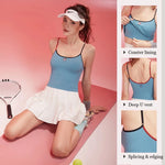 Women's Summer Color Block Yoga Fitness Vest Anti-Sagging One-Piece Camisole Fitness Suit for Active Wear