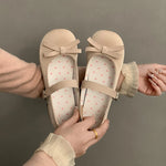 Preppy Butterfly-Knot Low Heel Mary Janes Women Vintage Solid Buckle Strap Pumps Woman Cute Sweet Lolita Single Shoes for Ladies