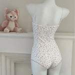 Summer Onesies Women Underwear Sexy Floral Print Bodysuit Lace Trim Sleeveless Slim Fit Jumpsuit Romper Nightwear Lingerie