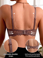 Women Floral Lace Push Up Bra Thin Breathable Full Coverage Brassiere Elegant Mesh Lace Lift Support Underwire Sexy Lingerie