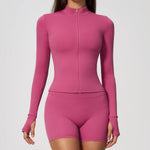 NCLAGEN Gym Sports Top Women Zip Tight Long SleeveNaked Feel Fitness Jacket Training Quick Dry Breathable Running Yoga Blouse