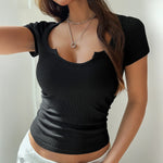 2026 spring and summer European and American Y2K sexy style summer short-sleeved vest T-shirt women's clothing