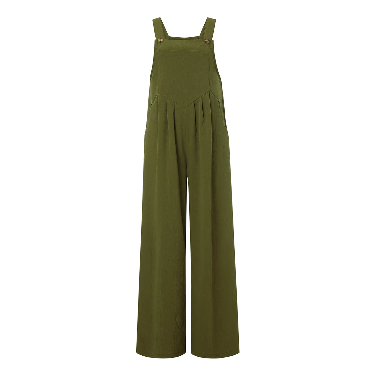 Women Fashion Jumpsuits Sleeveless Buttons Suspender Wide Leg Pant Overalls with Pockets Casual Loose Romper Streetwear