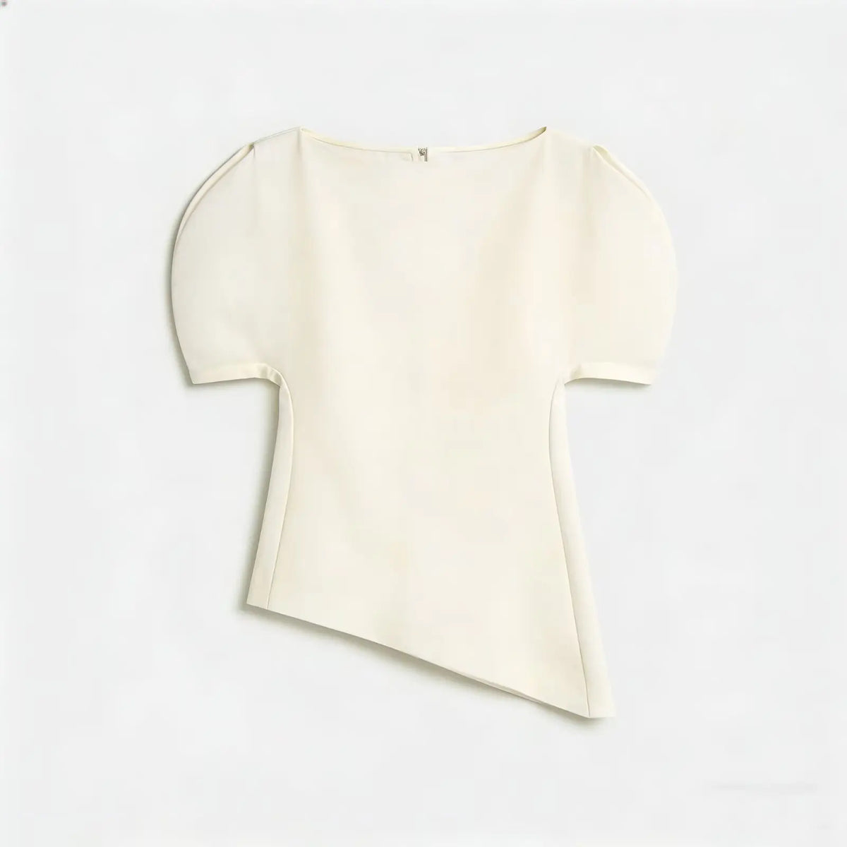 Women's Fashion Casual Short Sleeve Top Women Solid Black Boat Neck Puff Sleeve Hem Top Slim Fit Casual Blouse For Party 0PX4