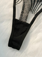 2-Piece Women's Black Scallop Chest Cup Embroidered Lingerie Set, Suitable for All Seasons ZA825058