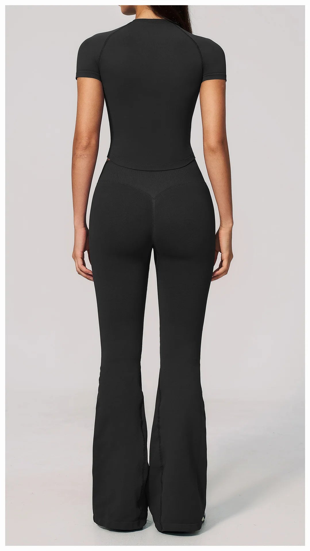 Seamless High Elasticity Yoga Sets Women Short Sleeve O Neck Sports T Shirts Workout Outfits Running Wide Leg Pants Fitness Suit