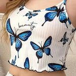 Two Pieces Set Women'S Pajama Shorts Suit Butterfly Pattern Underwear Pijama Lingerie Camisoles Shorts Set Nighty Ladie Homewear