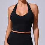 Hanging Neck Yoga Sports Bra Women Breathable Shock Proof Gym Workout Fitness Push Up Top Yoga Running Sportswear Vest Sexy Bra
