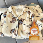 Plus Size Fluffy Winter Pajamas Women's Home Clothes Set Thickened Warmth Sleepwear with Running Dogs Design Cozy Indoor Suit