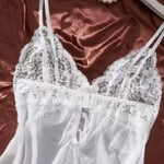Women Sexy V-neck Lace Trimmed Mesh Splicing Strap Transparent Mini Dress Pure Desire Deep V Sleeveless Charming Nightclub TQO2