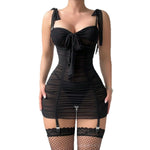 Cross border Foreign Trade New Sexy Transparent Mesh Bow Hip Wrap Flirting Pajamas Pajamas Sexy Underwear Women