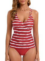 2026 Strappy Tankini Set Two Pieces Swimsuit Women Striped Swimwear Female Bathers Bathing Swimming Swim Suit Beachwear XXL