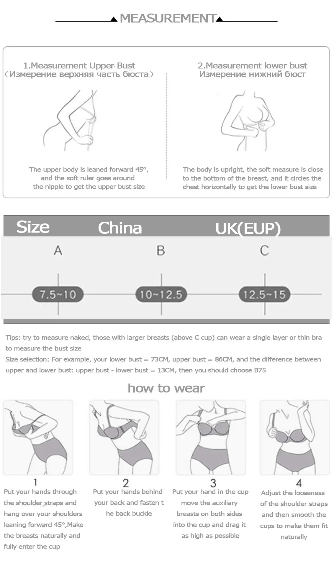MOYISU Slim Back Bras Women with Small Breasts Gathered Up To Close The Breast with A Backless Bra Cover Without Underwire