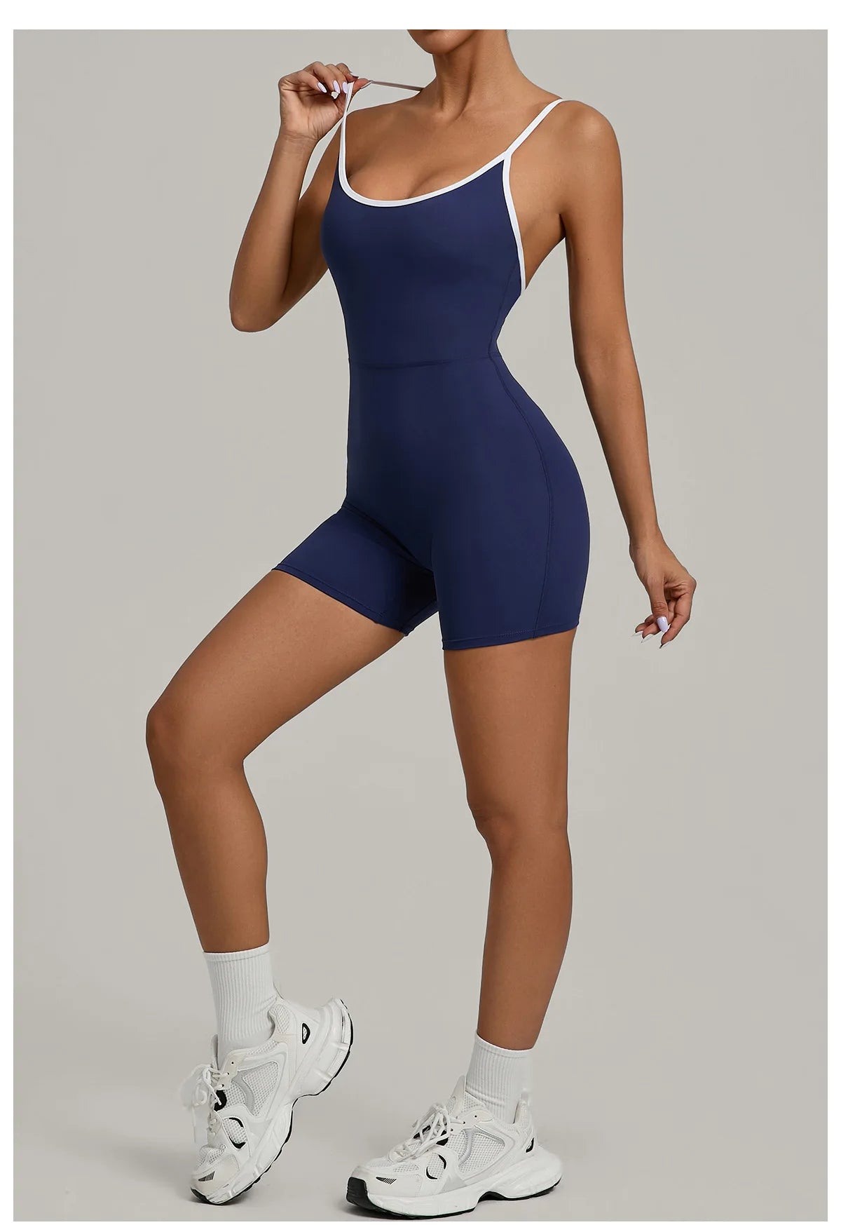 Spring/summer Women's Contrasting Yoga Jumpsuit Hollow Out Cross Back Camisole One Piece Sports Suit Hip Lifting Fitness Romper