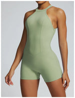 Short Sports Jumpsuit Women Hollow Out Backless Sleeveless High Elasticit Yoga One Piece Suit Tight Fitting Fitness Rompers