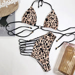 Bikini 2026 Sexy Women High Waist Hollow Leopard Swimsuit Swimwear Bikini Set Bathing Suit Female Stroje Kapielowe Damskie Mujer