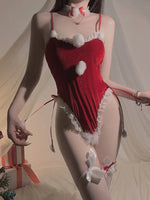 Bandage Bunny Lingerie Women Evening Dress Cosplay Sexy Costumes Hollow Short Skirt Sleeveless Leather Sleepwear Erotic Nightie