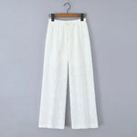 Foridol Hollow Out Cotton Women's 2 Pieces Set White Summer Pants Set Embroidery Top Pants Suit Matching Set Beach Casual Pants