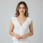 Women's Summer Solid Color Babydoll Tank Tops Button Down Stylish Lace Trim Loose Hem Deep V Neck Sleeveless Shirts