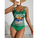 Summer Swimwear for Women Tankini Sets Swimsuit Vintage Padded Mesh Bathing Suit Print Beachwear Female Women's Swim Wear 2025