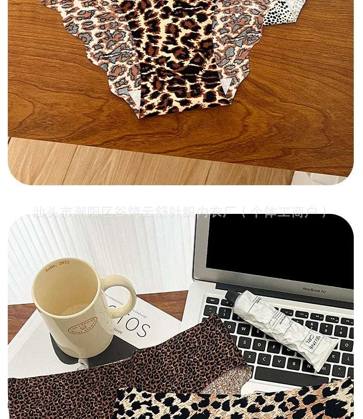 1pcs Seamless Panties Ladies Leopard Print Sexy Underwear Zebra Stripe Briefs Ice Silk Panty Invisible No Trace Solid Underpants