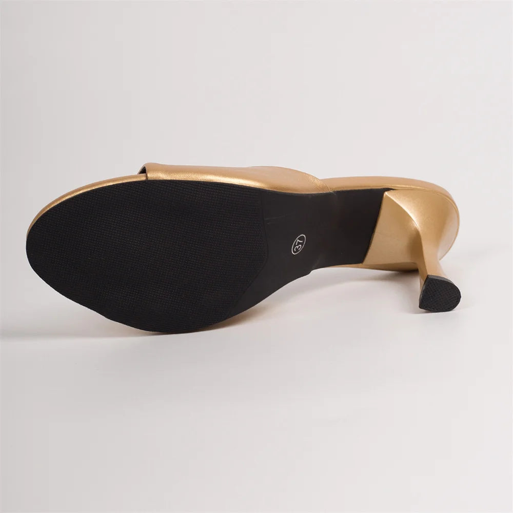 Big Size 42 Gold Sexy Slide Sandals Women Stiletto High Heel Party Slide Heels Backless High Heel Club Wedding Mules Shoes