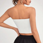 Quick-drying Cropped Top Women Ribbed Vest Anti-slip Bandeau Strapless Sleeveless Backless Tank Top Sweat Absorption