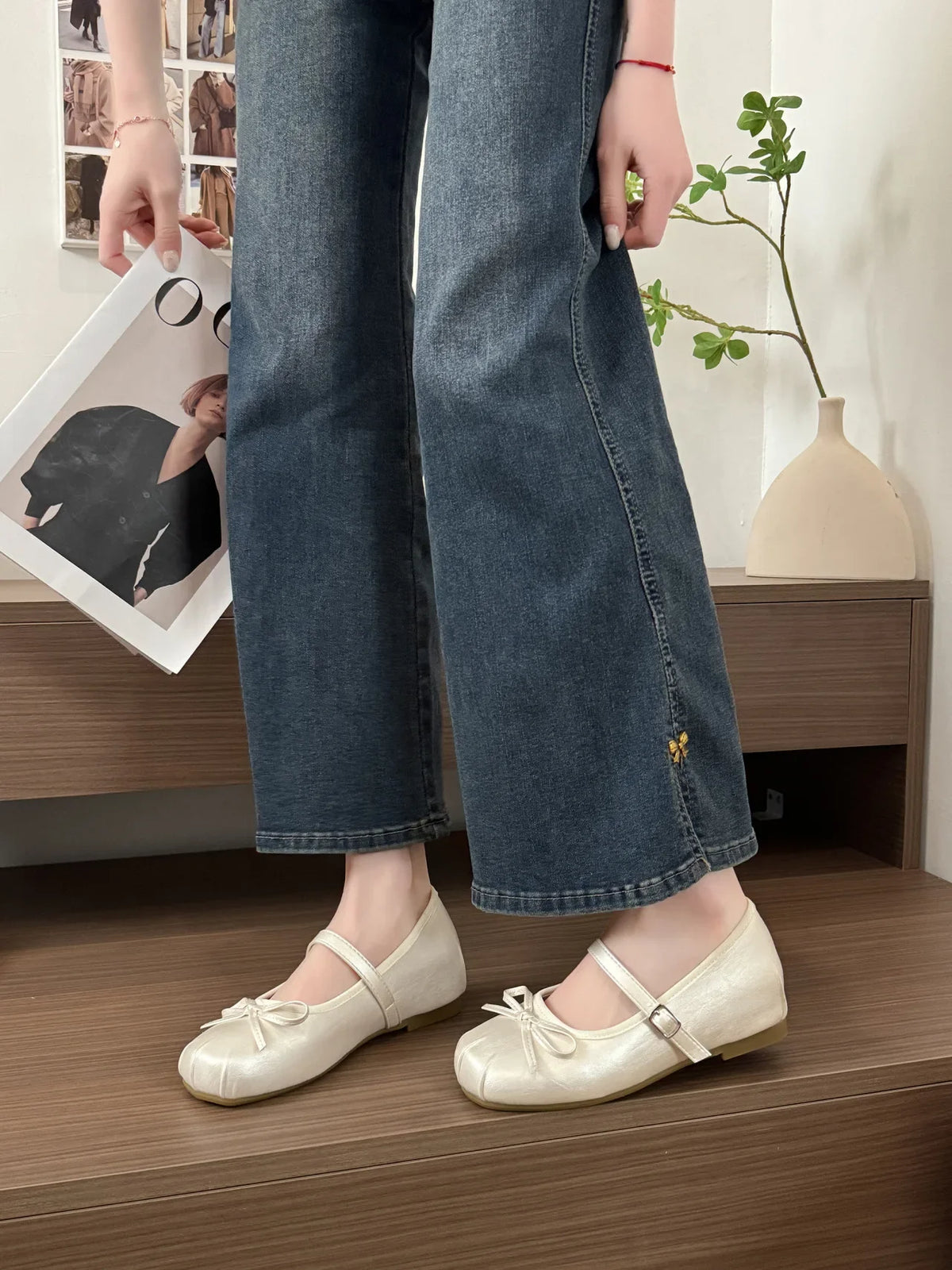 Butterfly-knot Women Ballet Mary Jane Shoes Fashion Mix Colors Internal Elevation Shoes Ladies Spring Autumn Concise Footwear