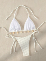 DEKA Tie Side Thong Swimwear New Sexy Bikini Set White Shell Designer Swimsuit Halter Push Up Micro Bikinis Summer Bathing