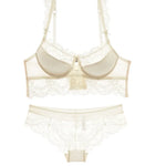 Europe Sexy Hollow Lace Embroidery Women Underwear French Thin Cup Push Up Bra Set Corset Lingerie Plus Size CD Bras and Panties