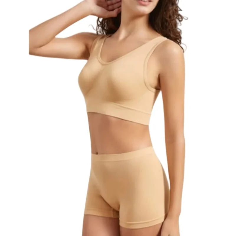 Women Seamless Bra Set Female Bra Tanks Low Waist Boyshorts Underwear Sexy Casual Sports Panties Lingerie Set S-5XL Intimates