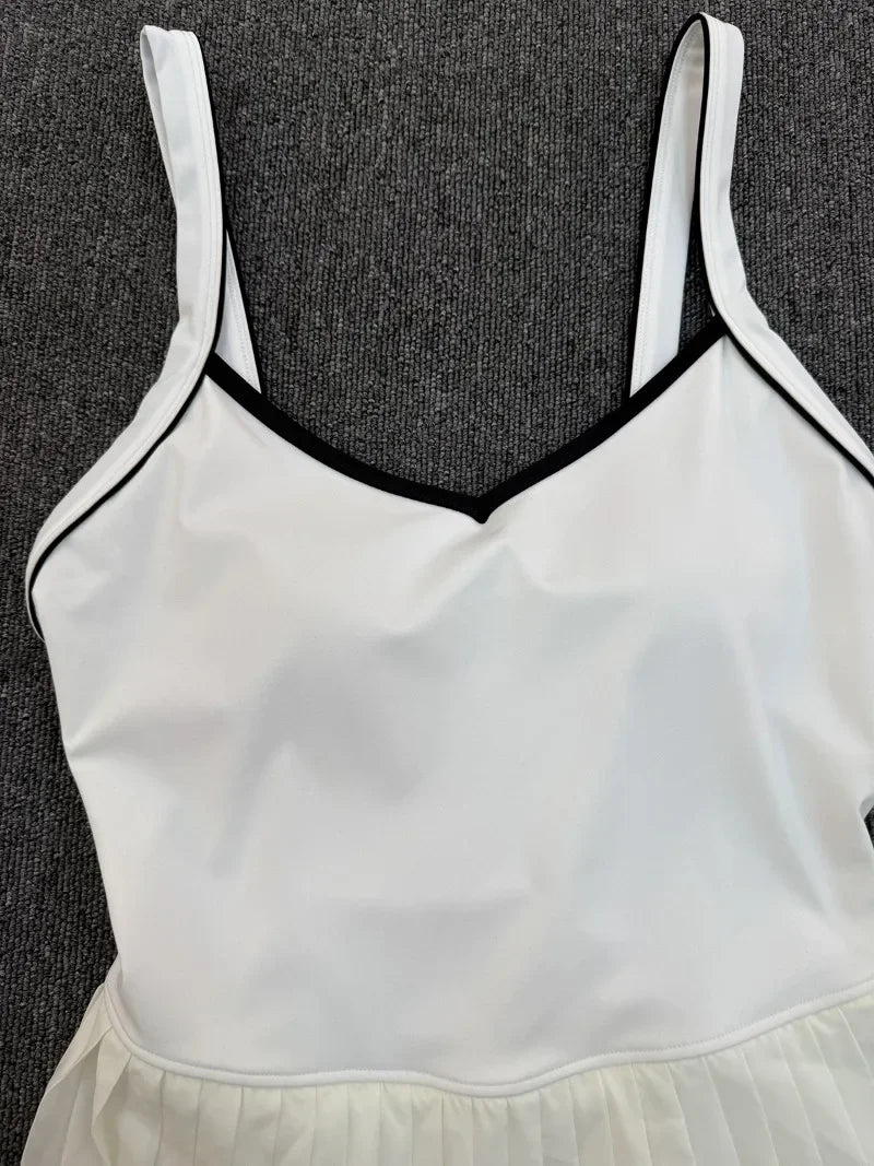 Women's Seamless Yoga Jumpsuit Sports Fitness Sleeveless Beautiful Back One-Piece Dress Workout Tennis Anti-exposure Jumpsuit
