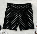 Sexy Black Polka Dot Print Seamless Yoga Sets Women Hanging Neck Pleate Sports Bra Tight High Waist Short Running Fitness Suits