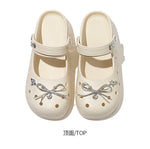 Cute DIY Bow Knot Indoor Street Slippers For Women Fashion Clogs Female Summer Shoes Soft EVA Anti-slip Ladies Home Beach Slides